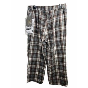 Lark + Grey Brown & White Plaid Lounge Pants With Elastic Waistband Size Large